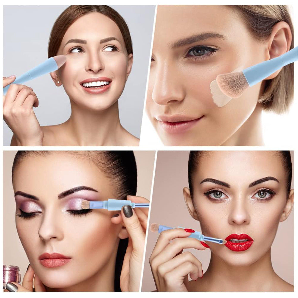 Multi-Tasker 4-in-1 Travel Makeup Brush Set – Compact Vegan Makeup Tools Kit for On-the-Go Beauty