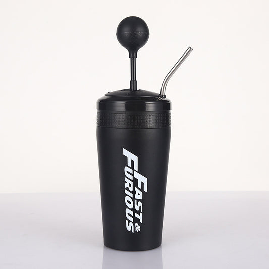 Steel Insulated Bottle – 500ml Fun Gear-Shifter Design Travel Mug