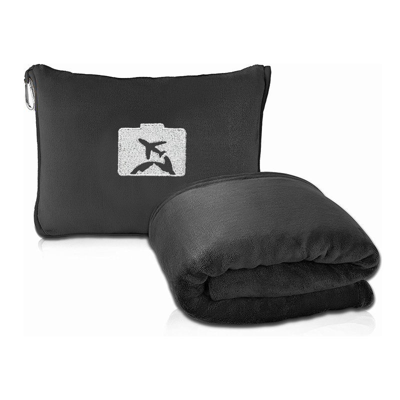 Travel Blanket and Pillow – Soft 2-in-1 Airplane Blanket with Carrying Case