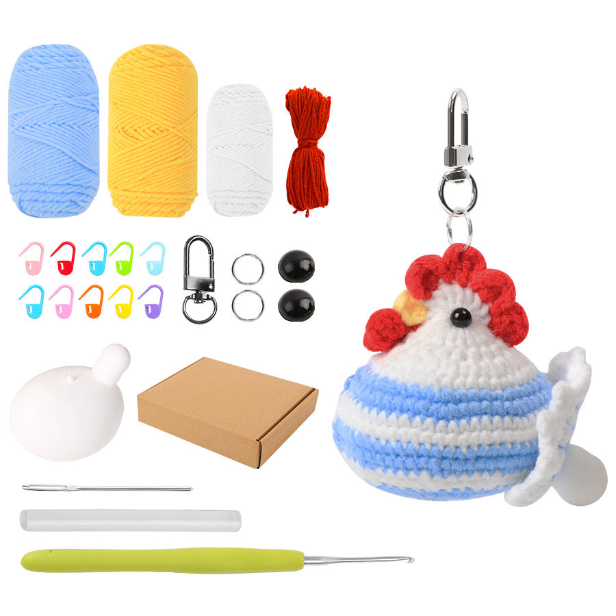 Egg-Laying Hen Crochet Kit (Blue) – Fun, Interactive DIY with Keychain