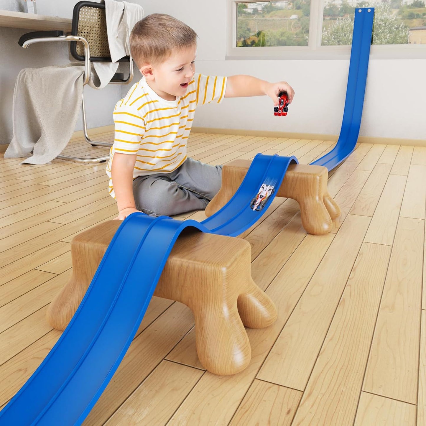 DIY Double Track Car Stunt Set –  PVC Soft Track with 4 Cars
