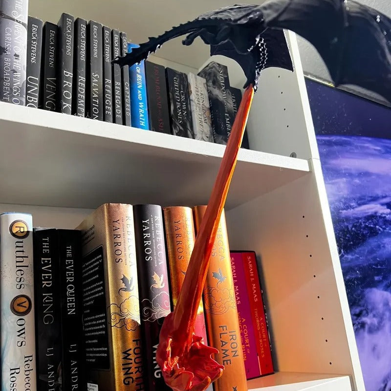 Dragon Flame Bookend Shelf Decor – Fire-Breathing Dragon Bookend