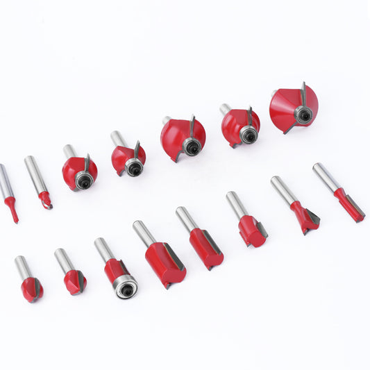 15-Piece 1/4'' (8mm) Shank Carbide Router Bit Set – Wood Carving & Cutting Tools | Precision Cutting & Durable Performance