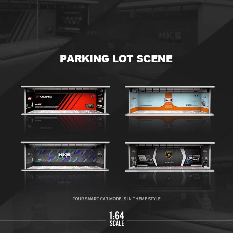 1/64 3D Parking Garage Model – LED Light Display Scene for Car Collectibles