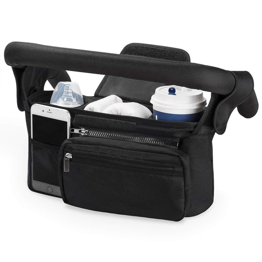 Universal Stroller Organizer with 2 Insulated Cup Holders & Detachable Wristlet