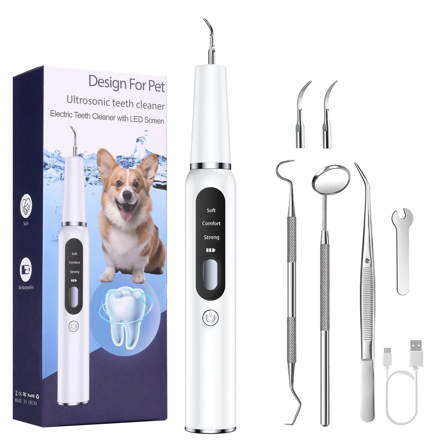 Pet Oral Hygiene Tool – Ultrasonic Dental Cleaning Kit for Pets