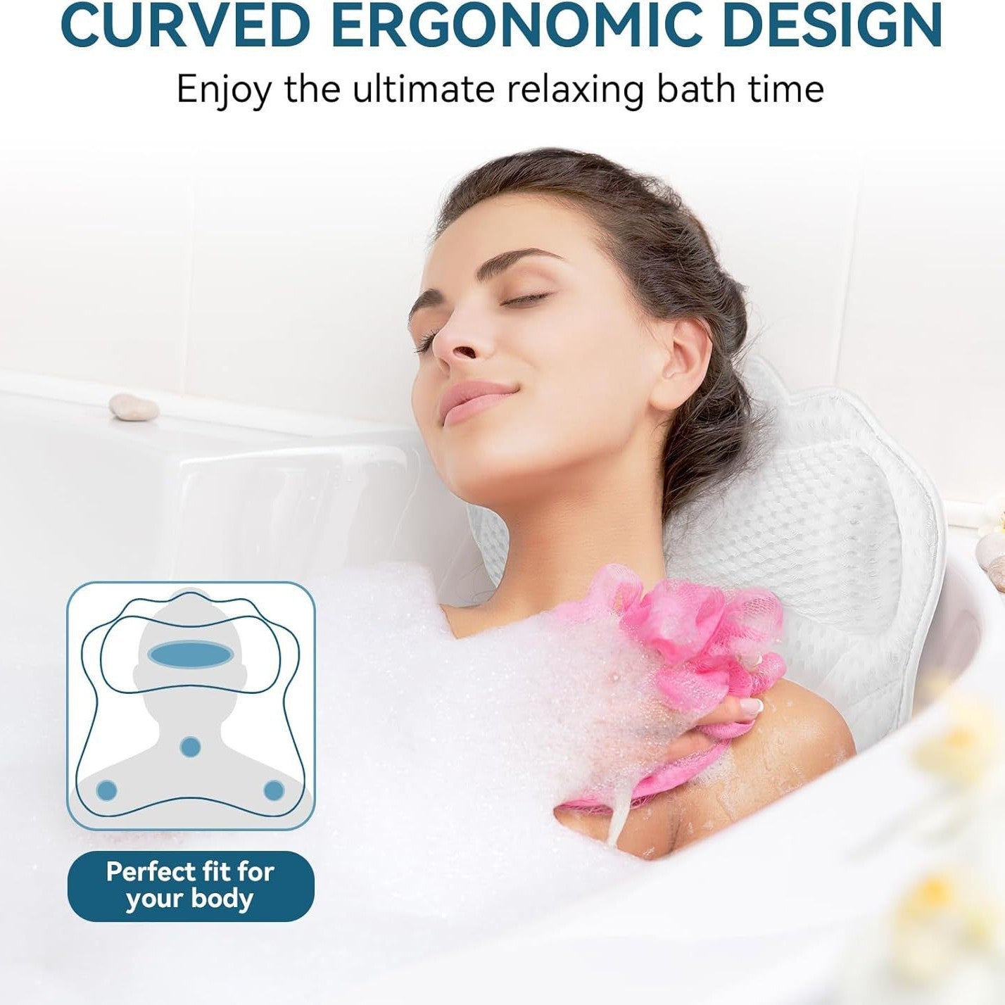 Full Body Bathtub Pillow – 51" × 16" Thickened Spa Mat with Laundry Bag