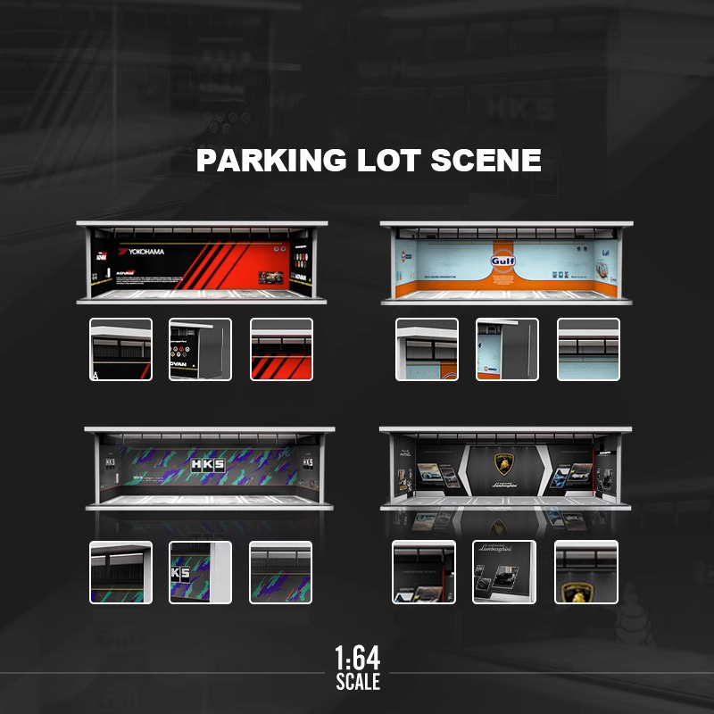 1/64 3D Parking Garage Model – LED Light Display Scene for Car Collectibles