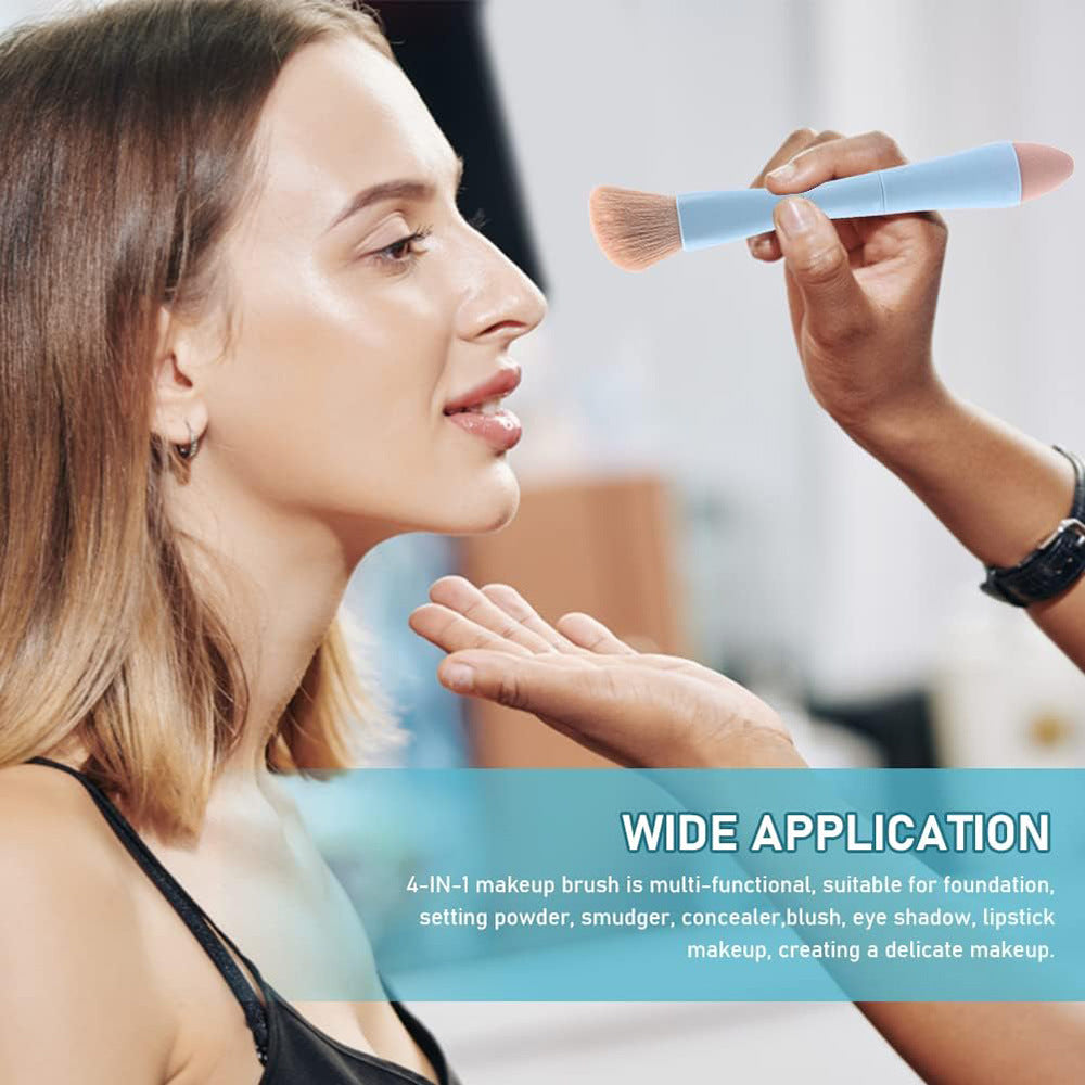 Multi-Tasker 4-in-1 Travel Makeup Brush Set – Compact Vegan Makeup Tools Kit for On-the-Go Beauty