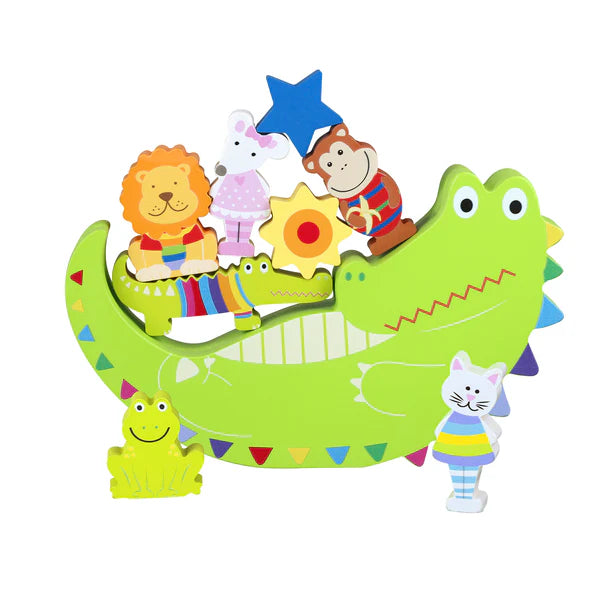 Animal Balance Game – Colorful Wooden Stacking Toy with Crocodile Base | Fun Educational Game for Kids