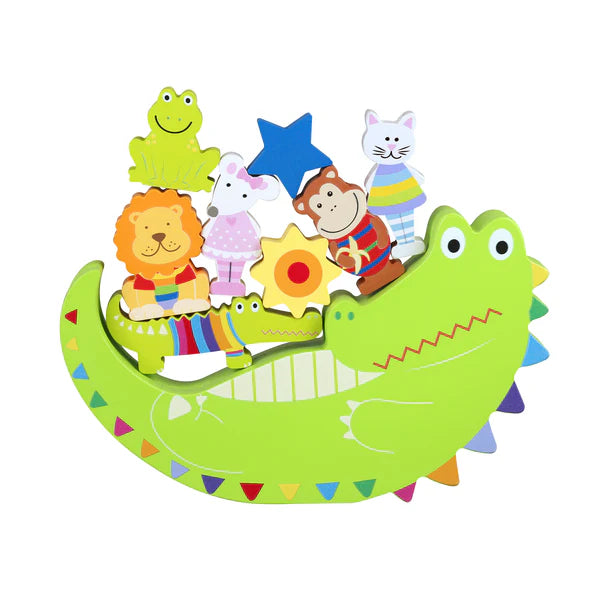 Animal Balance Game – Colorful Wooden Stacking Toy with Crocodile Base | Fun Educational Game for Kids