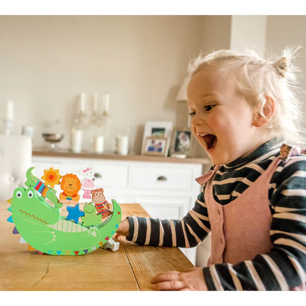 Animal Balance Game – Colorful Wooden Stacking Toy with Crocodile Base | Fun Educational Game for Kids