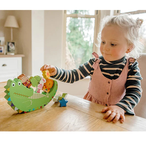 Animal Balance Game – Colorful Wooden Stacking Toy with Crocodile Base | Fun Educational Game for Kids