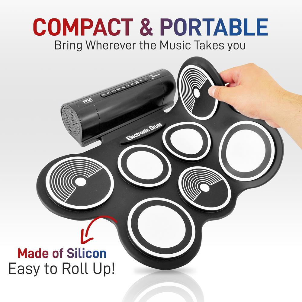 Electronic Portable Roll-Up Drum Kit – Compact, MIDI-Ready Drumming Machine