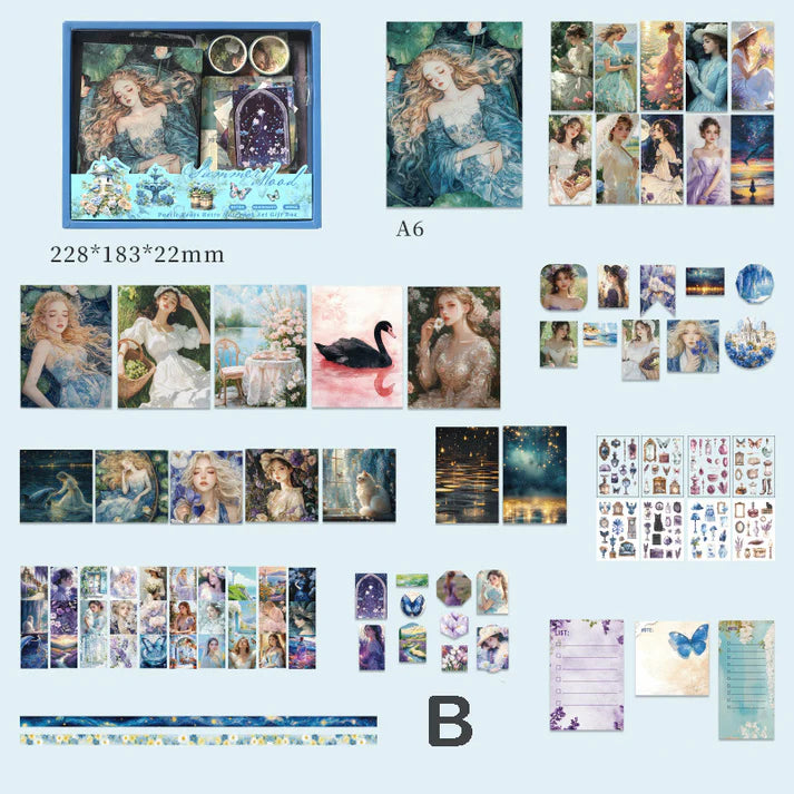 Poetic Moments Creative Journal Set – A6 Notebook, Washi Stickers