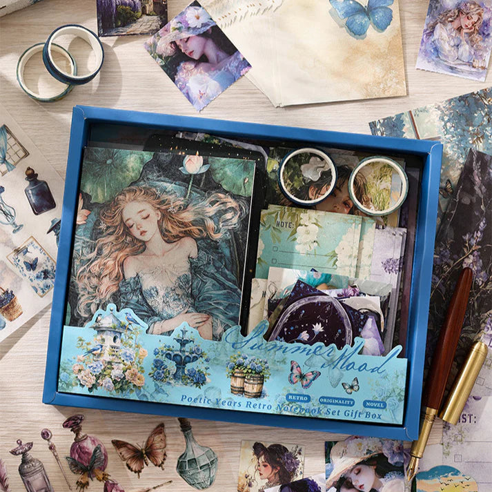 Poetic Moments Creative Journal Set – A6 Notebook, Washi Stickers