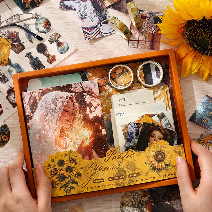 Poetic Moments Creative Journal Set – A6 Notebook, Washi Stickers