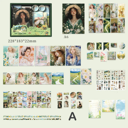 Poetic Moments Creative Journal Set – A6 Notebook, Washi Stickers