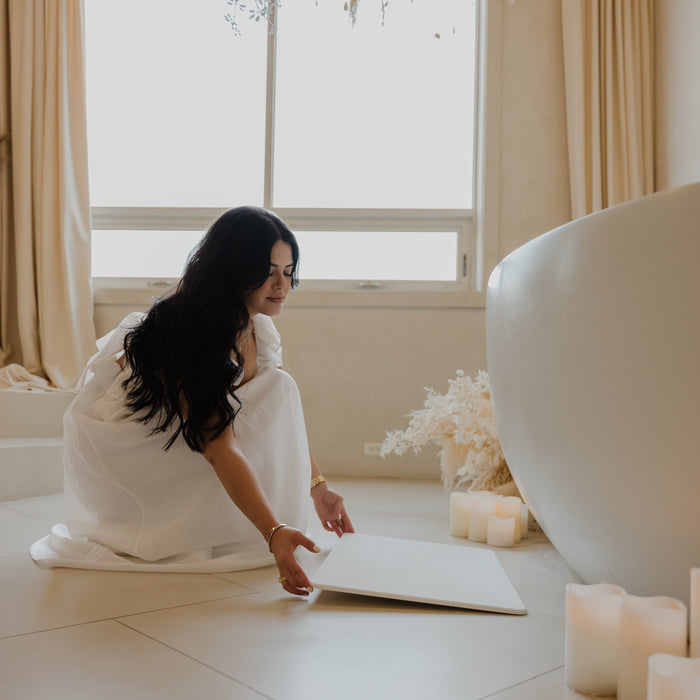 Swiss Coffee Stone Bath Mat – Elegant, Durable & Quick-Drying Bathroom Essential