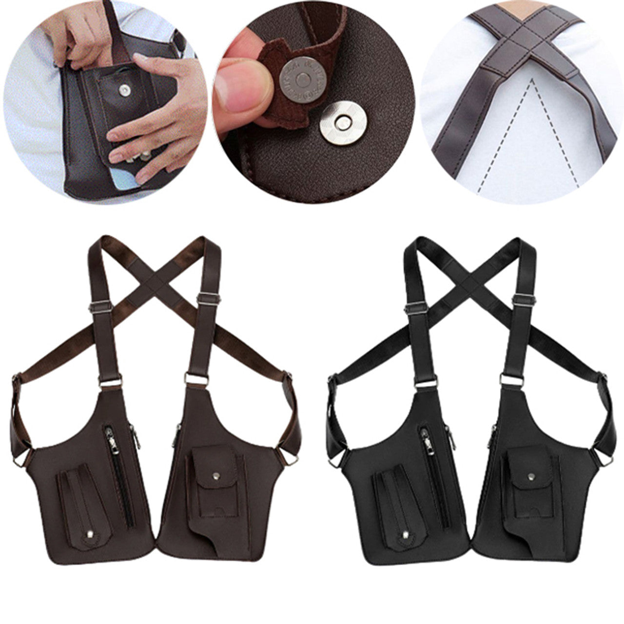 Tactical Chest Bag – Vintage PU Leather Underarm Vest Backpack for Outdoor, Travel & Everyday Use