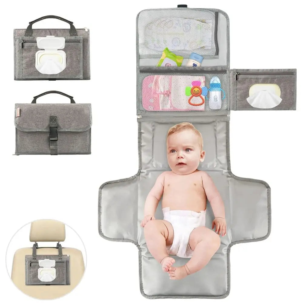 2-in-1 Portable Diaper Changing Pad – Compact Travel Baby Organizer