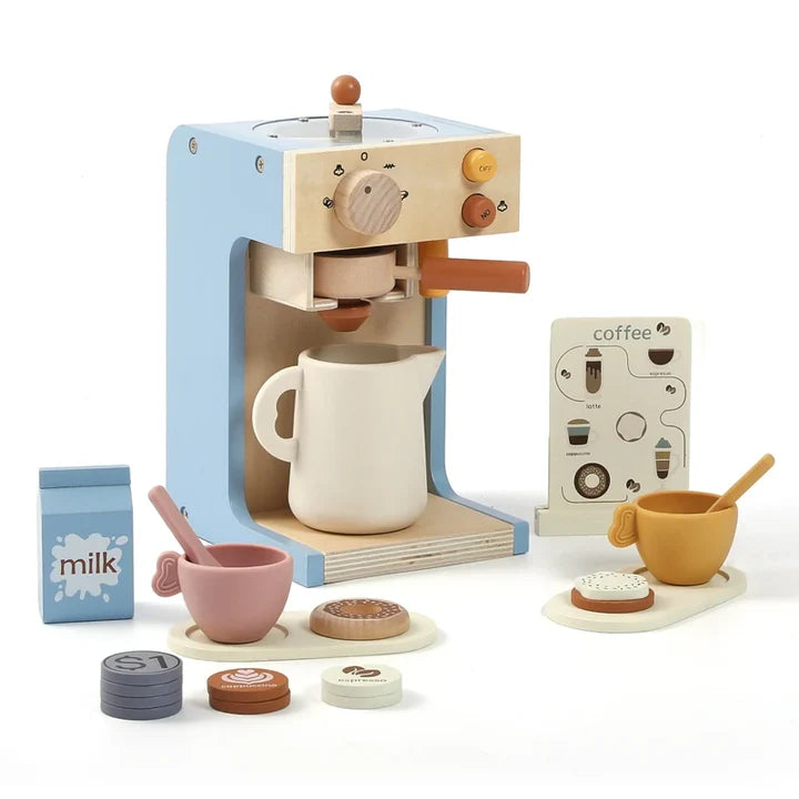 Wooden Coffee Play Set – Pretend Role Play Kitchen Toy for Kids