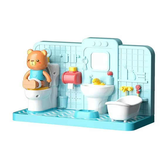 Mini Simulation Toilet Bathroom Toy Set – 3-in-1 Educational Interactive Playset for Toddlers