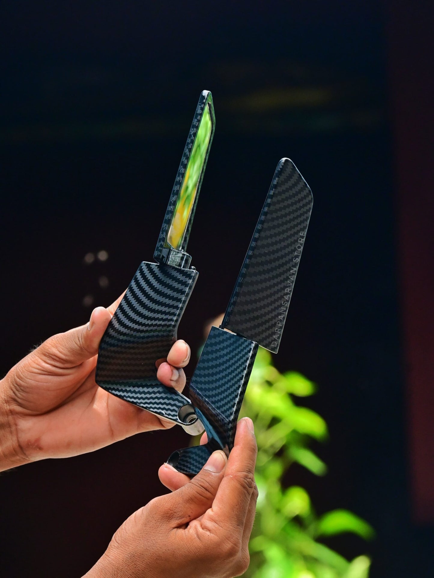 Universal Aerodynamic Carbon Fiber Textured Rearview Mirrors