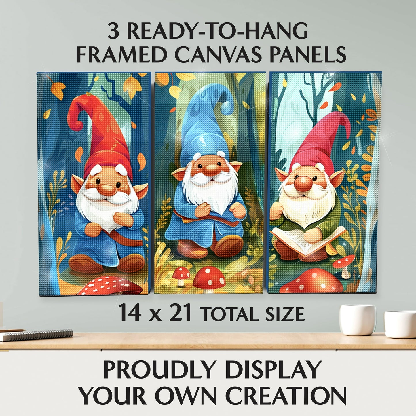 Mystic Wolf Diamond Painting Kit for Adults – Relaxing 3-Panel DIY Art Canvas Set