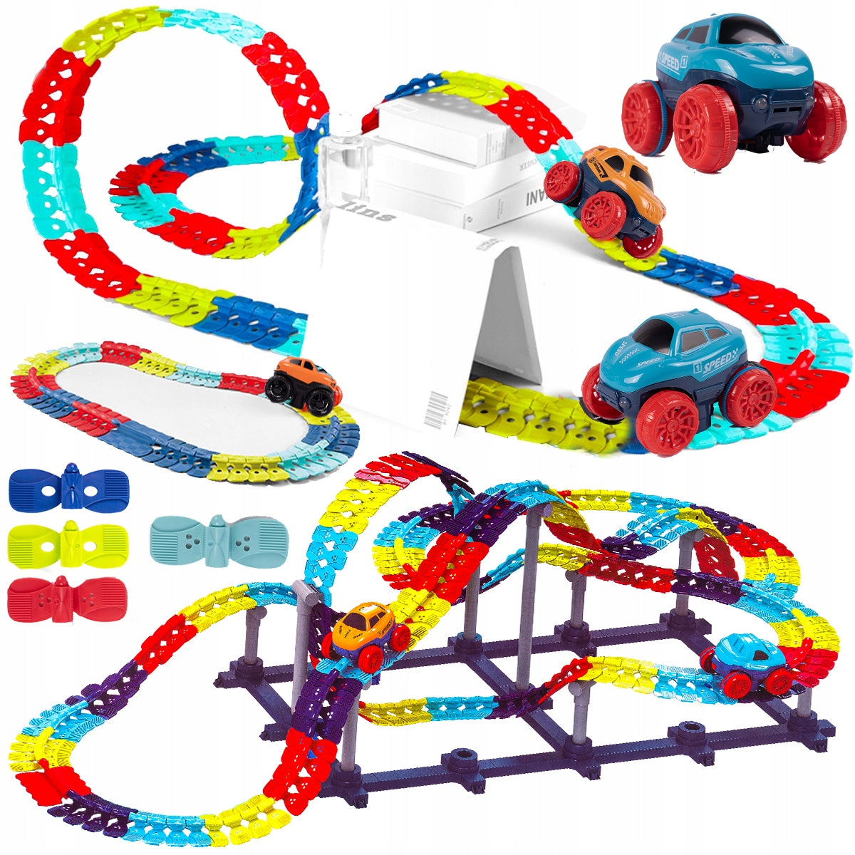 291PCS Flexible LED Race Track Set – 500cm Roller-Coaster Adventure with Interchangeable Car Bodies