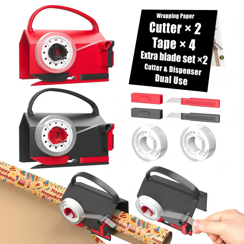Wrapping Paper Cutter & Tape Dispenser – Sharp, Durable & Safe for Effortless Gift Wrapping