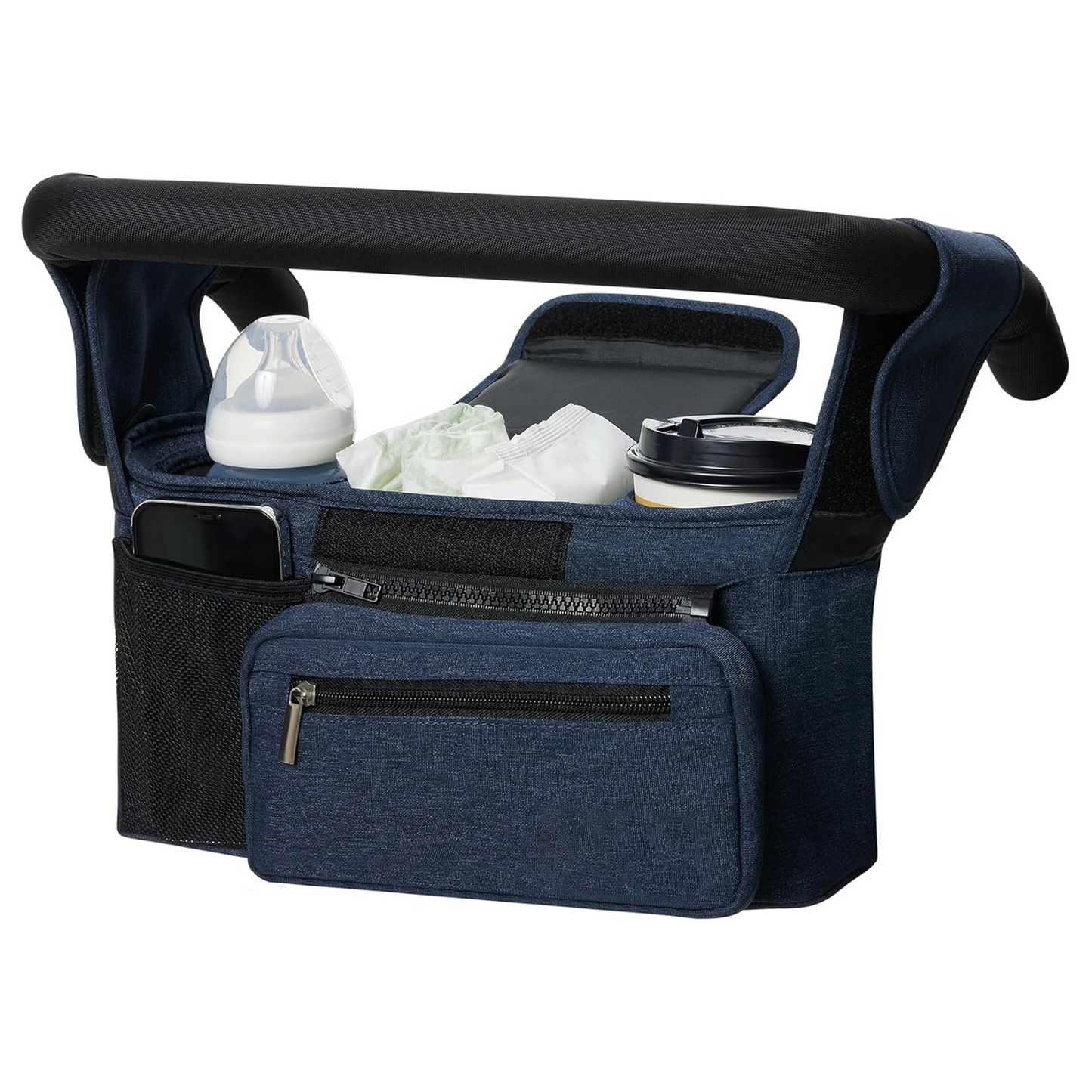 Universal Stroller Organizer – Cup Holder & Phone Bag, Fits Most Strollers