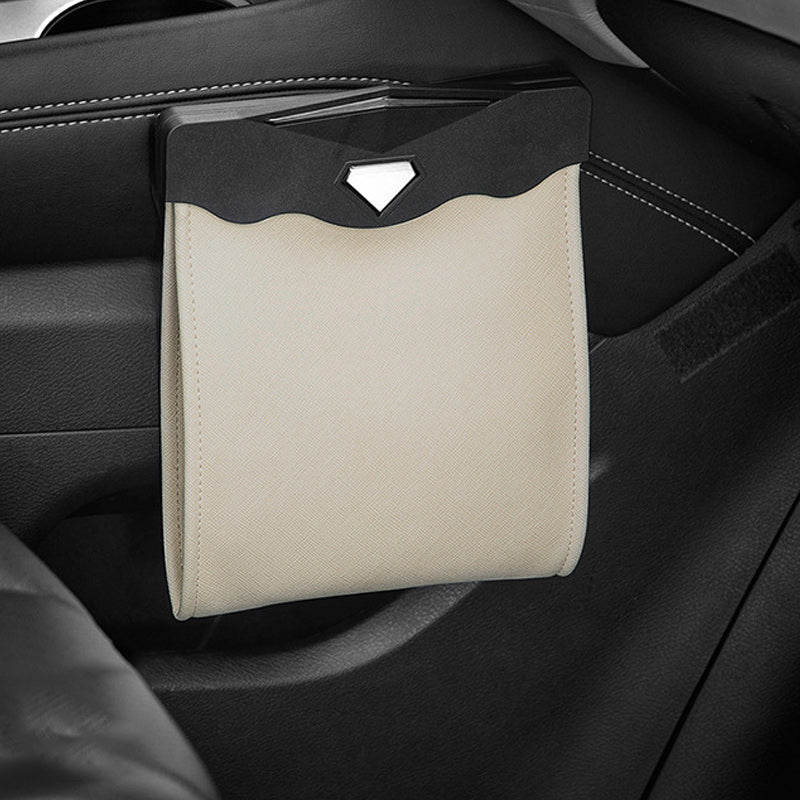 Waterproof Leather Car Trash Bin – Keep Your Vehicle Clean and Organized
