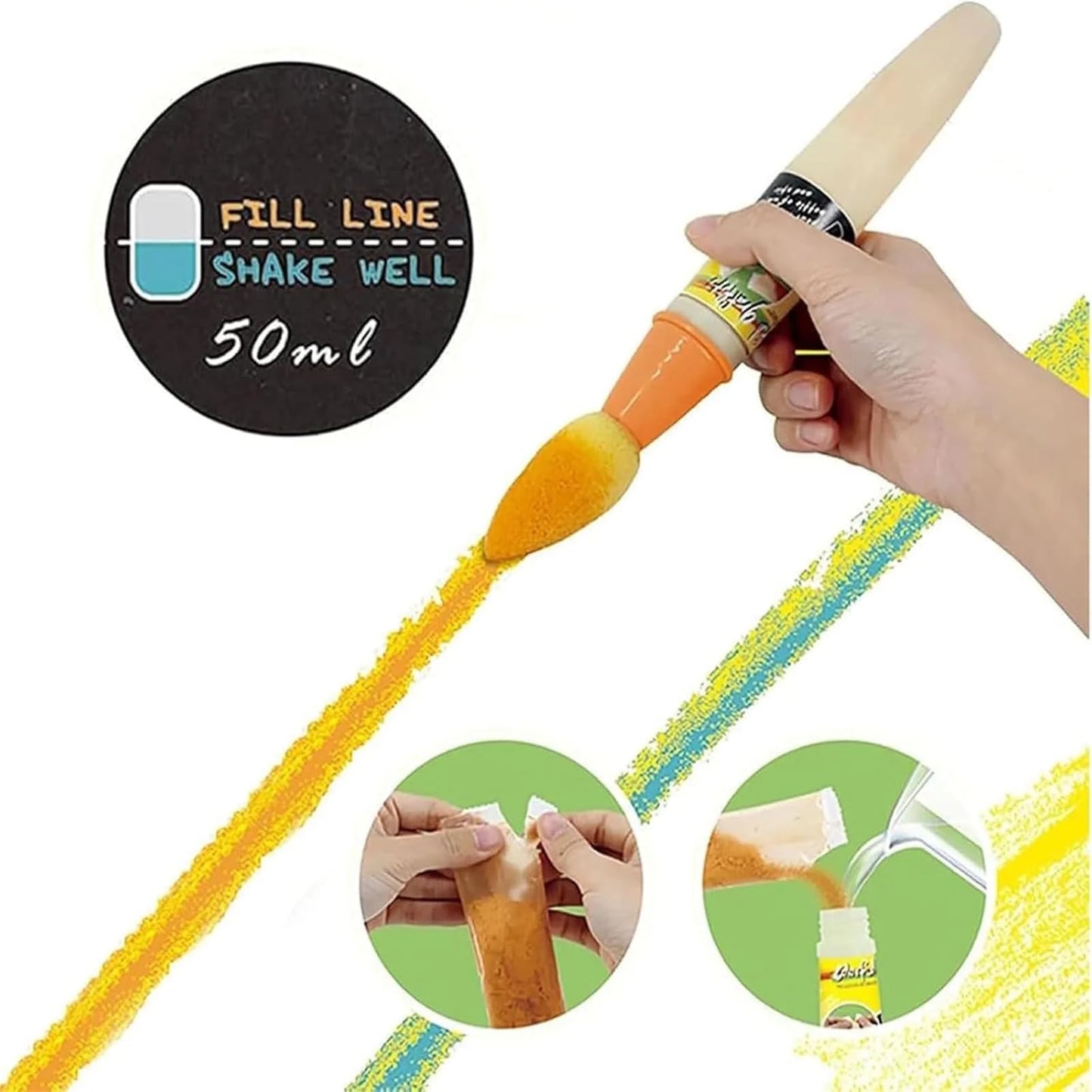 Sidewalk Chalk Paint Brush Set – Washable Outdoor Liquid Chalk for Kids