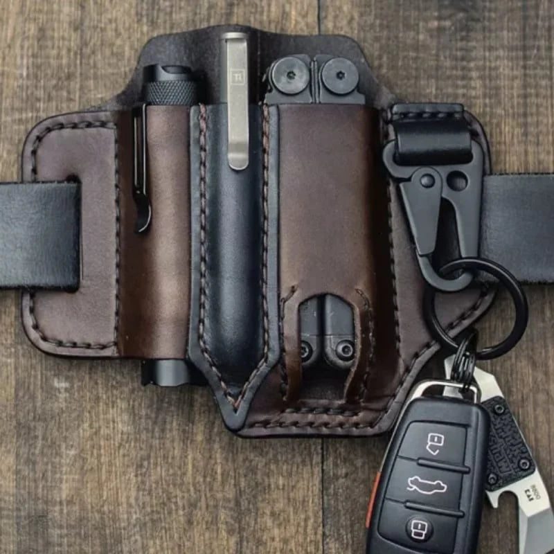 Men's Genuine Leather EDC Belt Loop – Outdoor Multi-Functional Tool Holster