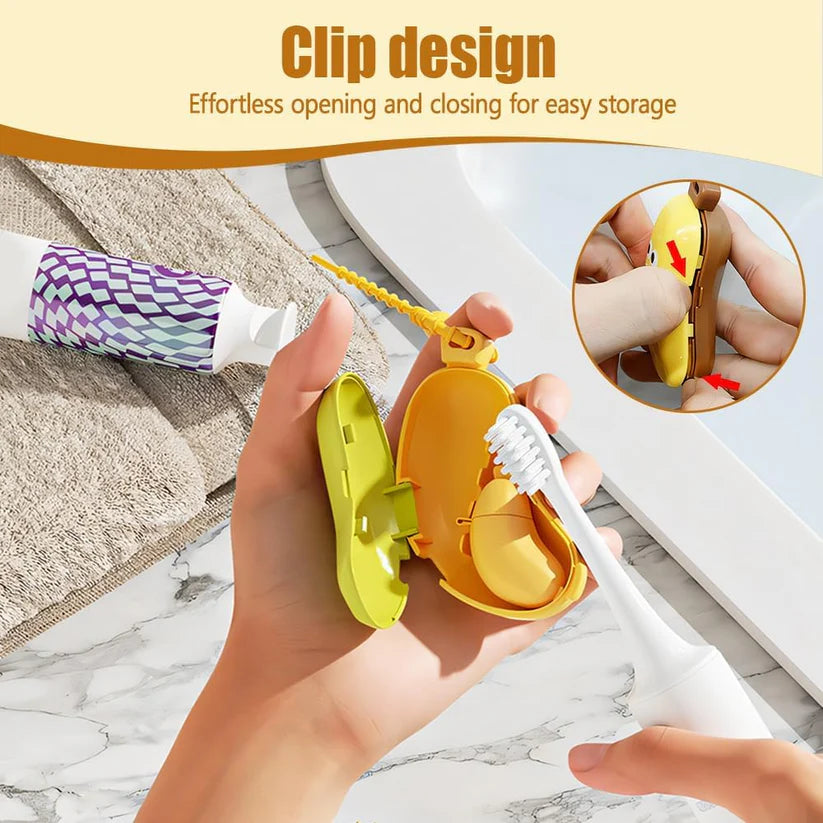 Portable Toothbrush Case – Travel-Friendly Banana Design with Toothpaste Dispenser