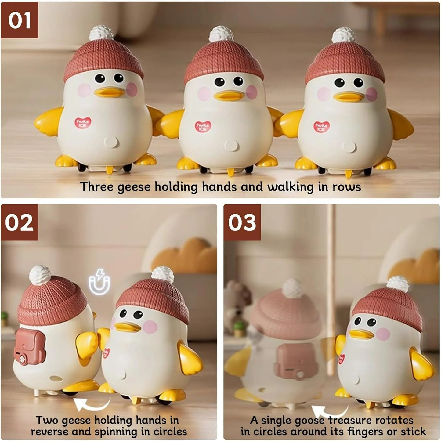 Crawling Duck Family Toy – Walking Duck with Ducklings | Light-Up Waddling Crawling Toy