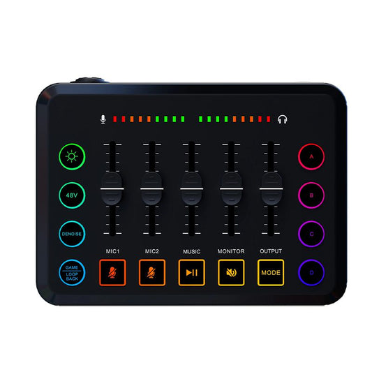 F9 5-Channel Sound Card – Professional Audio Mixer with Voice Changer & RGB Lights