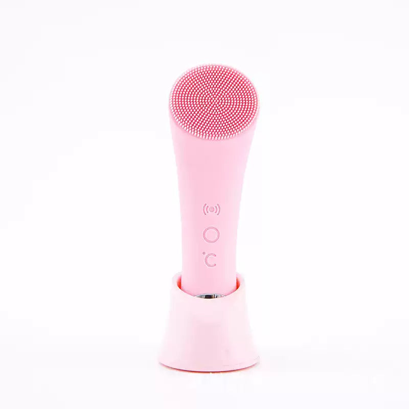Sonic Vibration Facial Cleansing Brush – Deep & Gentle Cleaning with Adjustable Vibration & Heating