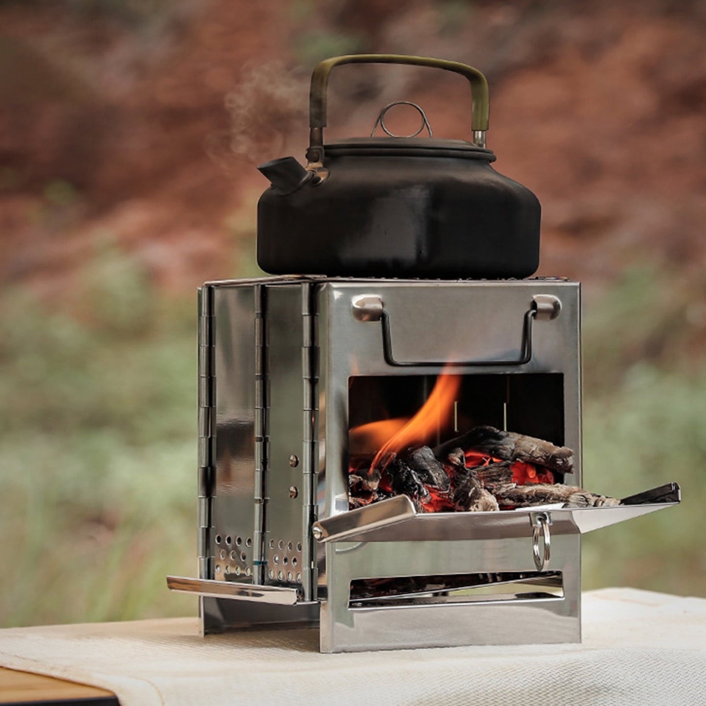 Firewood Stove – Stainless Steel Portable Charcoal Grill for Outdoor Cooking & Smoking