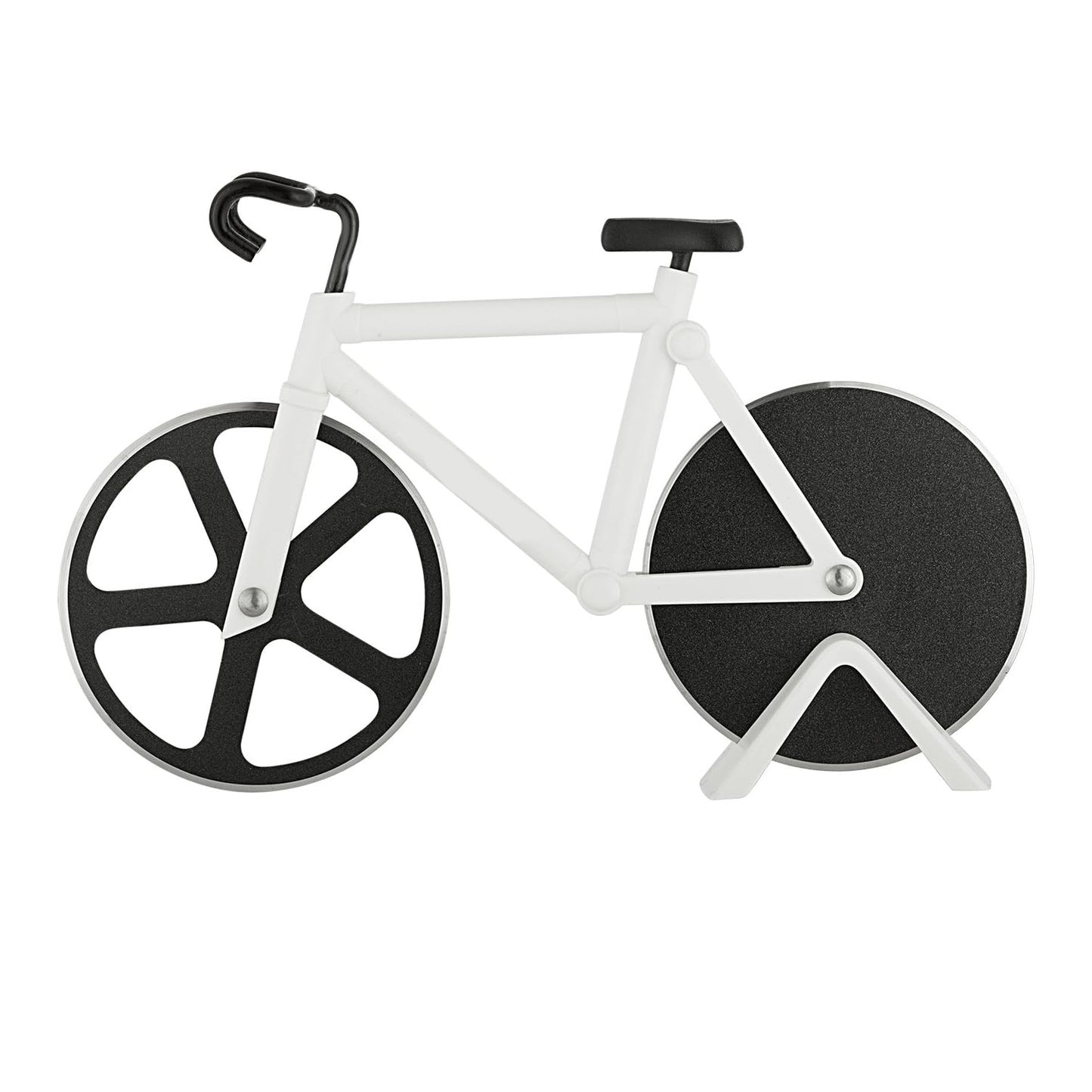 Bicycle Pizza Cutter – Dual Stainless Steel Non-Stick Wheels with Stand