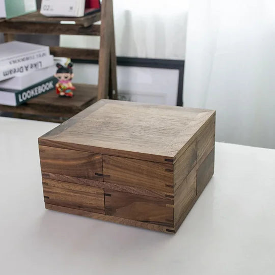 Rotating Wooden Snack Tray – Double-Layer 8-Compartment Storage Box for Candy, Nuts