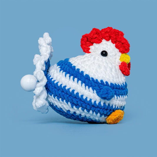Egg-Laying Hen Crochet Kit (Blue) – Fun, Interactive DIY with Keychain