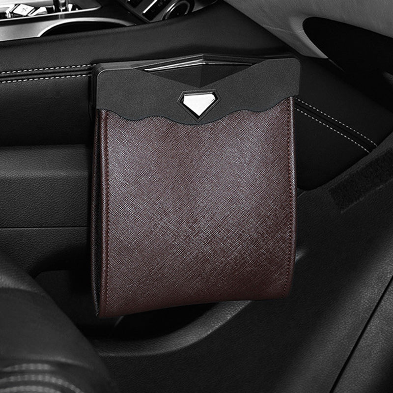 Waterproof Leather Car Trash Bin – Keep Your Vehicle Clean and Organized