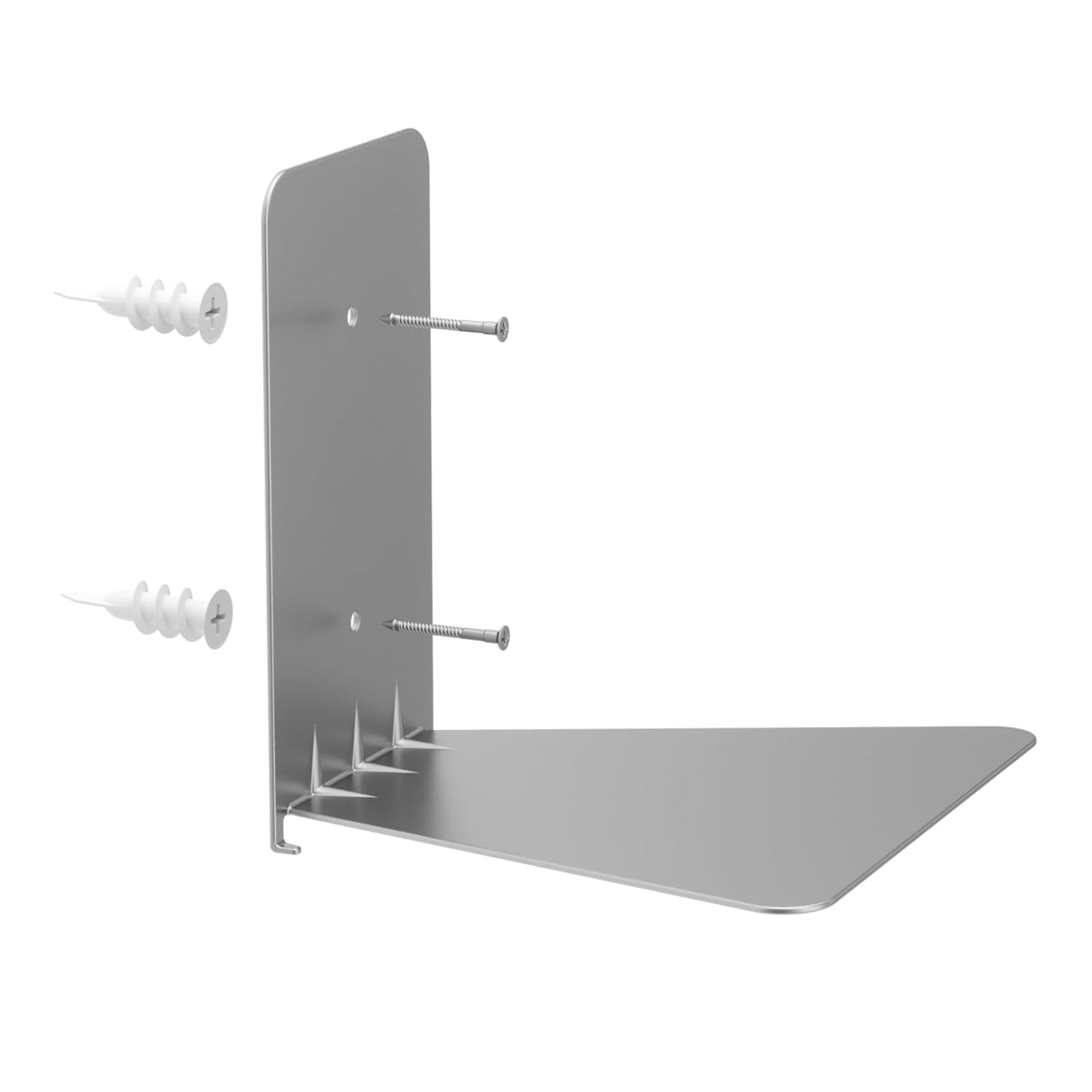 Sturdy Metal Wall-Mounted Bookshelf – Silver