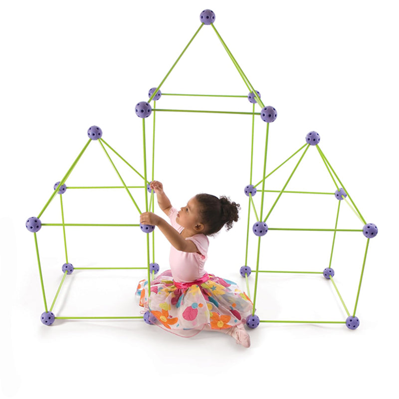 Crazy Forts – 69-Piece DIY Indoor/Outdoor Fort Building Toy Set | STEAM Creative Construction Kit