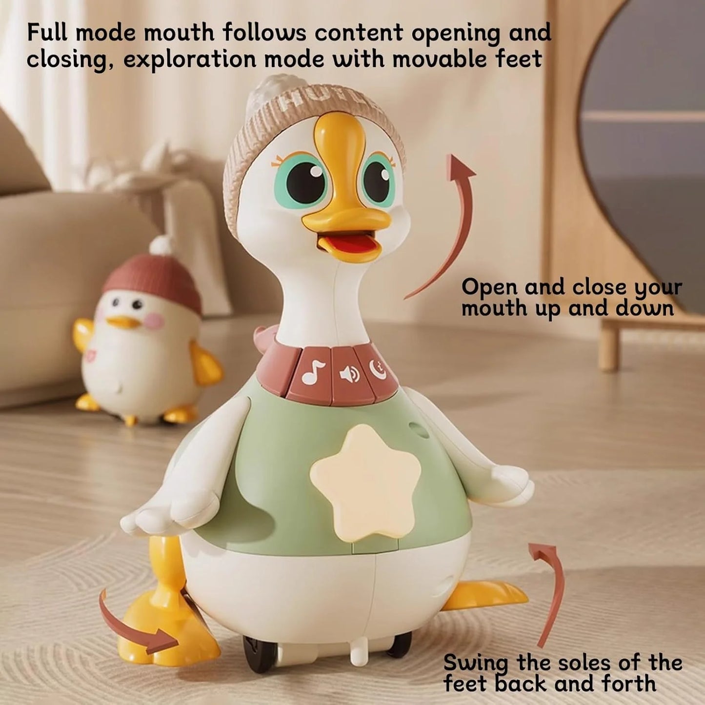 Crawling Duck Family Toy – Walking Duck with Ducklings | Light-Up Waddling Crawling Toy