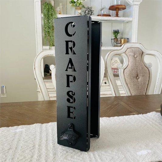 Personalized Can Cooler Holder with Bottle Opener– Metal Storage Rack