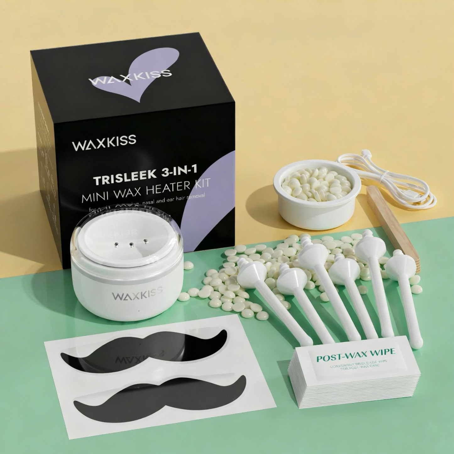 Mini Facial Hair Wax Heater Kit – 10 Wax Beads & Portable Hair Removal Set