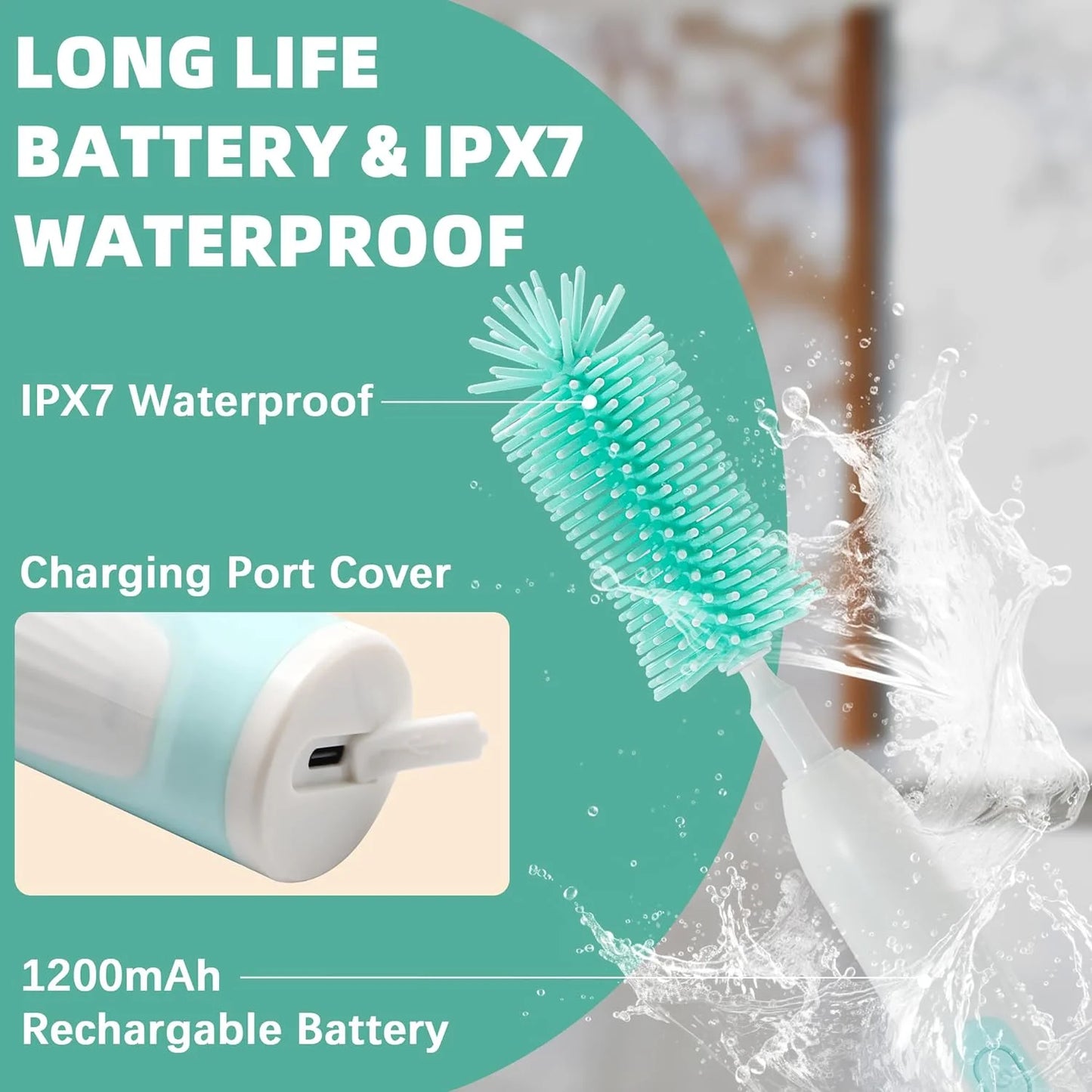 Electric Baby Bottle Brush Cleaner Set | Portable Travel Bottle Washer · Waterproof